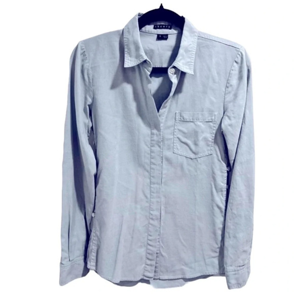 Theory blouse button down size small with buttons along the sides excellent cond - Picture 1 of 6